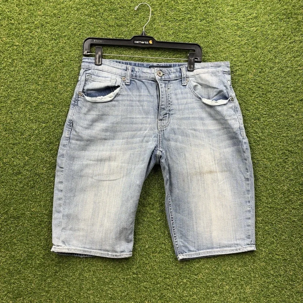 BKE Denim Shorts Mens 33 Light Blue Derek Cut Off Hemmed